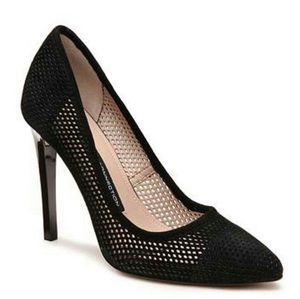 French Connection MONET Black Perforated Suede Heels. Size 40/9